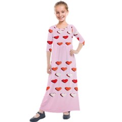 Lolly Candy  Valentine Day Kids  Quarter Sleeve Maxi Dress by artworkshop