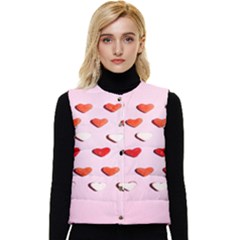 Lolly Candy  Valentine Day Women s Short Button Up Puffer Vest by artworkshop