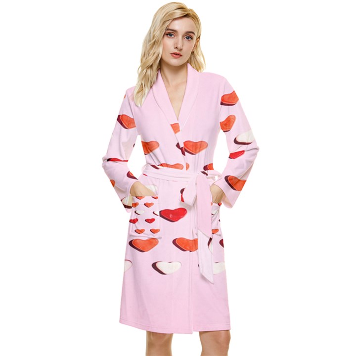 Lolly Candy  Valentine Day Long Sleeve Velour Robe