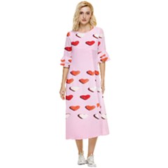 Lolly Candy  Valentine Day Double Cuff Midi Dress