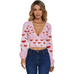 Lolly Candy  Valentine Day Long Sleeve Deep-v Velour Top by artworkshop