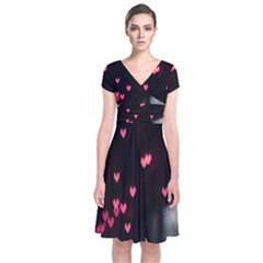 Love Valentine s Day Short Sleeve Front Wrap Dress by artworkshop