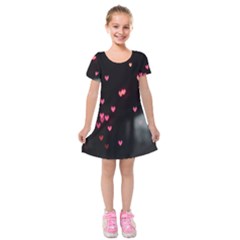 Love Valentine s Day Kids  Short Sleeve Velvet Dress by artworkshop