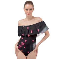 Love Valentine s Day Off Shoulder Velour Bodysuit  by artworkshop