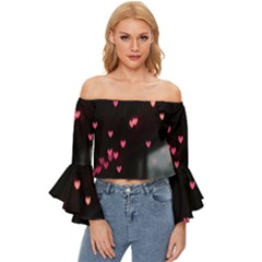 Love Valentine s Day Off Shoulder Flutter Bell Sleeve Top by artworkshop