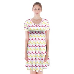 Pattern Waves Short Sleeve V-neck Flare Dress by artworkshop