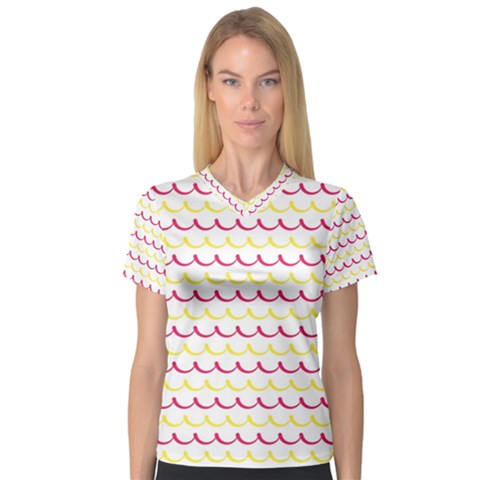 Pattern Waves V-neck Sport Mesh Tee by artworkshop