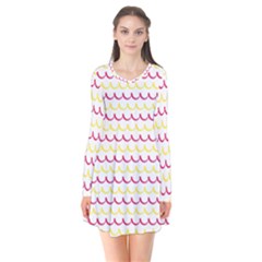 Pattern Waves Long Sleeve V-neck Flare Dress by artworkshop