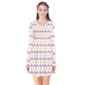 Pattern Waves Long Sleeve V-neck Flare Dress View1