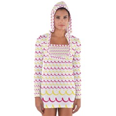 Pattern Waves Long Sleeve Hooded T-shirt by artworkshop