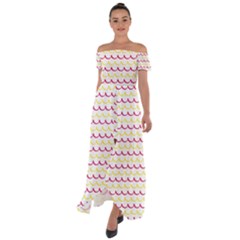 Pattern Waves Off Shoulder Open Front Chiffon Dress