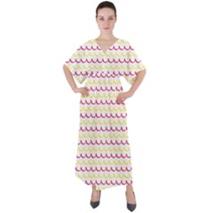 Pattern Waves V-neck Boho Style Maxi Dress by artworkshop