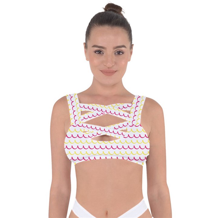 Pattern Waves Bandaged Up Bikini Top