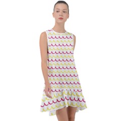 Pattern Waves Frill Swing Dress