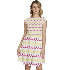 Pattern Waves Cap Sleeve High Waist Dress by artworkshop