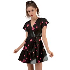 Love Valentine s Day Flutter Sleeve Wrap Dress by artworkshop