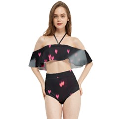 Love Valentine s Day Halter Flowy Bikini Set  by artworkshop