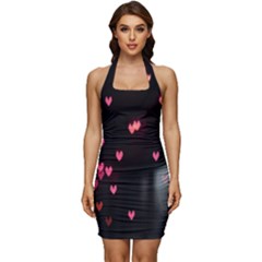 Love Valentine s Day Sleeveless Wide Square Neckline Ruched Bodycon Dress