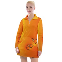 Wallpaper Liquid Bubbles Macro Orange Bright Women s Long Sleeve Casual Dress by artworkshop