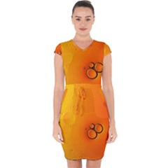 Wallpaper Liquid Bubbles Macro Orange Bright Capsleeve Drawstring Dress  by artworkshop