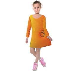 Wallpaper Liquid Bubbles Macro Orange Bright Kids  Long Sleeve Velvet Dress by artworkshop