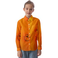 Wallpaper Liquid Bubbles Macro Orange Bright Kids  Long Sleeve Shirt by artworkshop