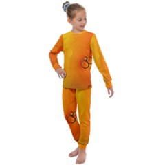 Wallpaper Liquid Bubbles Macro Orange Bright Kids  Long Sleeve Set  by artworkshop