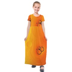 Wallpaper Liquid Bubbles Macro Orange Bright Kids  Short Sleeve Maxi Dress by artworkshop