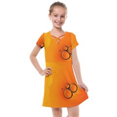 Wallpaper Liquid Bubbles Macro Orange Bright Kids  Cross Web Dress by artworkshop