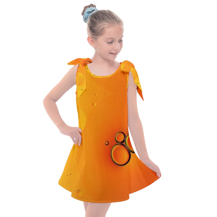 Wallpaper Liquid Bubbles Macro Orange Bright Kids  Tie Up Tunic Dress