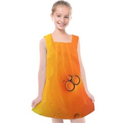 Wallpaper Liquid Bubbles Macro Orange Bright Kids  Cross Back Dress by artworkshop