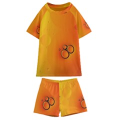 Wallpaper Liquid Bubbles Macro Orange Bright Kids  Swim Tee And Shorts Set by artworkshop