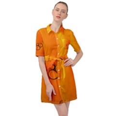 Wallpaper Liquid Bubbles Macro Orange Bright Belted Shirt Dress by artworkshop