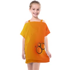 Wallpaper Liquid Bubbles Macro Orange Bright Kids  One Piece Chiffon Dress by artworkshop