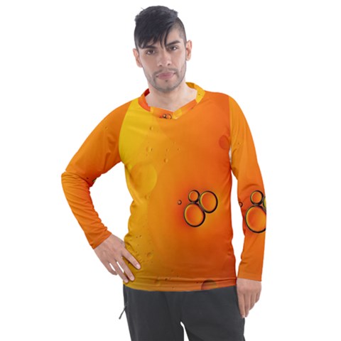 Wallpaper Liquid Bubbles Macro Orange Bright Men s Pique Long Sleeve Tee by artworkshop