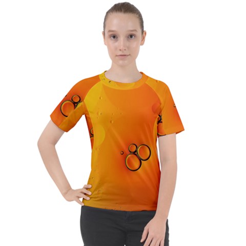 Wallpaper Liquid Bubbles Macro Orange Bright Women s Sport Raglan Tee by artworkshop