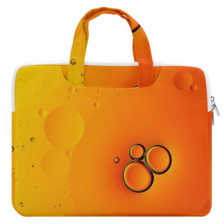 Wallpaper Liquid Bubbles Macro Orange Bright MacBook Pro 16  Double Pocket Laptop Bag 