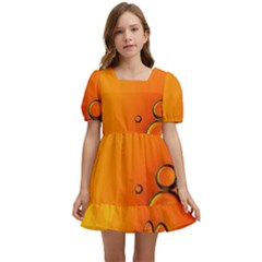 Wallpaper Liquid Bubbles Macro Orange Bright Kids  Short Sleeve Dolly Dress by artworkshop