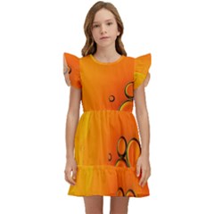 Wallpaper Liquid Bubbles Macro Orange Bright Kids  Winged Sleeve Dress by artworkshop