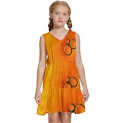 Wallpaper Liquid Bubbles Macro Orange Bright Kids  Sleeveless Tiered Mini Dress by artworkshop