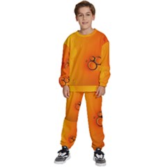 Wallpaper Liquid Bubbles Macro Orange Bright Kids  Sweatshirt Set