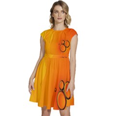 Wallpaper Liquid Bubbles Macro Orange Bright Cap Sleeve High Waist Dress by artworkshop