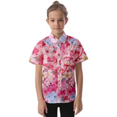 Angelica Floral  Kids  Short Sleeve Shirt by PollyParadiseBoutique7