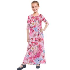 Angelica Floral  Kids  Quarter Sleeve Maxi Dress by PollyParadiseBoutique7