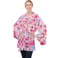 Angelica Floral  Long Sleeve Velvet Kimono  by PollyParadiseBoutique7