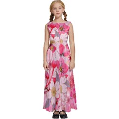 Angelica Floral  Kids  Satin Sleeveless Maxi Dress by PollyParadiseBoutique7