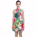 Tropical Summer  Velvet Halter Neckline Dress  View1