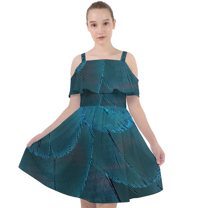 Beautiful Plumage Cut Out Shoulders Chiffon Dress