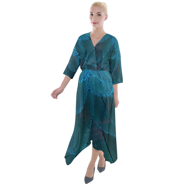 Beautiful Plumage Quarter Sleeve Wrap Front Maxi Dress