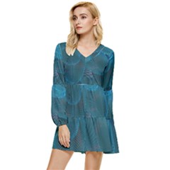 Beautiful Plumage Tiered Long Sleeve Mini Dress by artworkshop